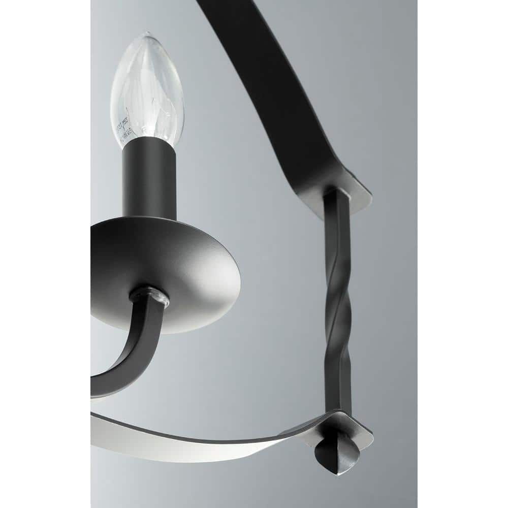 Black Iron 6-Light Farmhouse Chandelier with Twist Elements