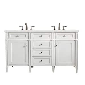 Brittany 60 in. W x 23.5 in. D x 34 in. H Bathroom Vanity in Bright White with Eternal Serena Quartz Top