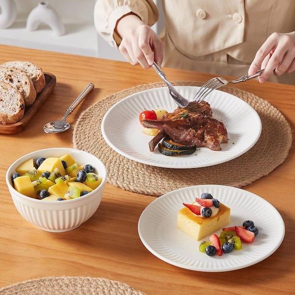 MALACASA 12-Piece White Porcelain Dinnerware Set Service for 4