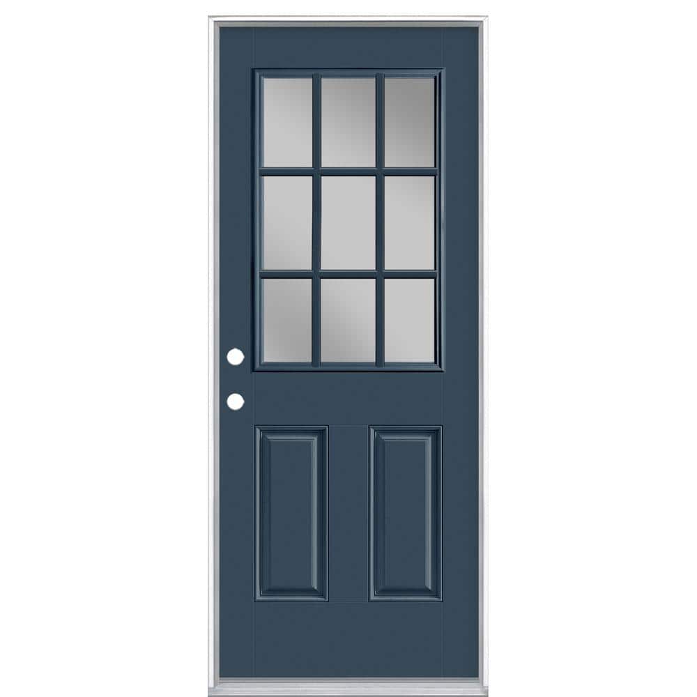 36 in. x 80 in. 9 Lite Night Tide Right-Hand Inswing Painted Smooth Fiberglass Prehung Front Door with No Brickmold price history on PriceWatchPro