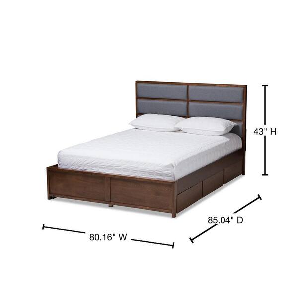 Baxton Studio Macey Gray Walnut Brown King Platform Bed 146 8196