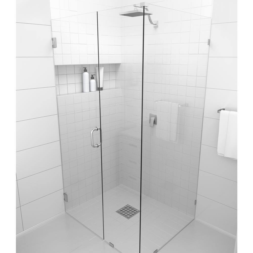 78" Frameless Clear Glass Shower Enclosure with Brushed Nickel Finish