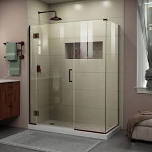 Unidoor-X 57.5 in. W x 34-3/8 in. D x 72 in. H Frameless Hinged Shower Enclosure in Oil Rubbed Bronze