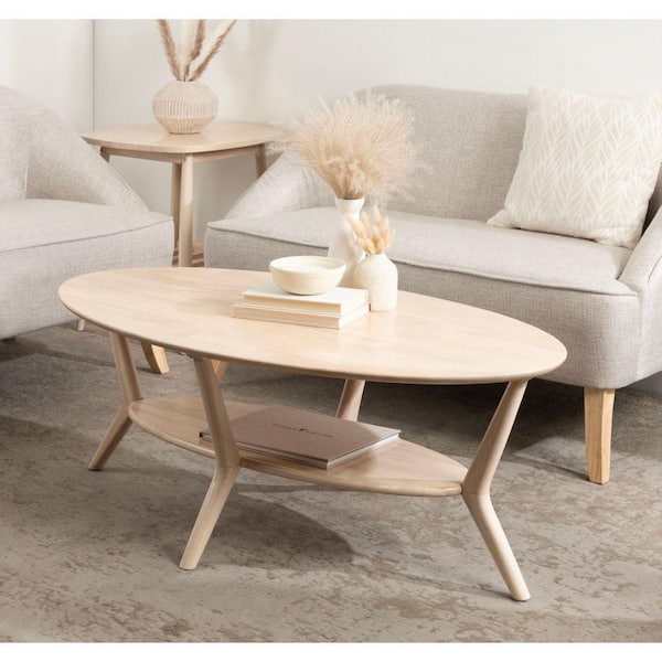 Kate and Laurel Nylah 47.25 in. Natural Oval Solid Wood Coffee