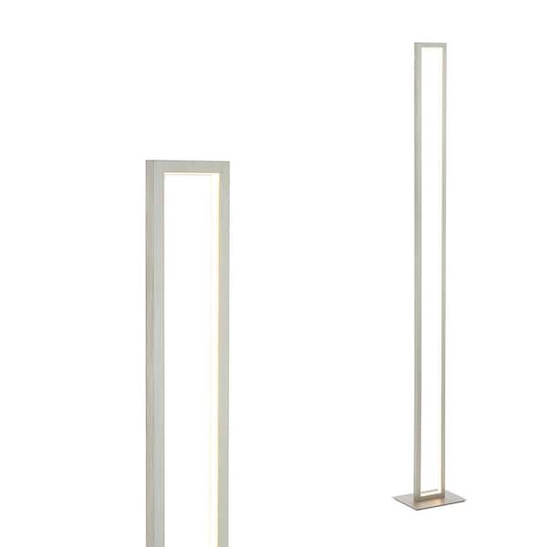 JONATHAN Y Johan 59.5 in. Nickel Modern Minimalist Aluminum Integrated Tower LED Standard Floor Lamp, Nickel