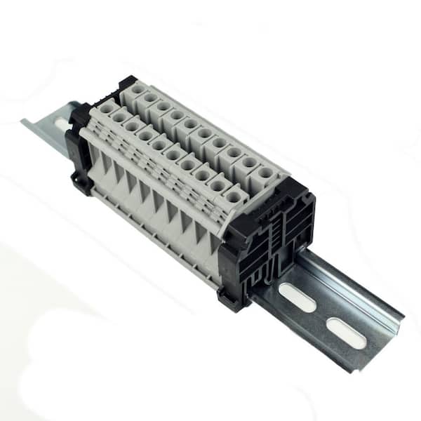 10-Gang Terminal Block Assembly, 24-8 AWG, 50 Amp, 300-Volt, UL