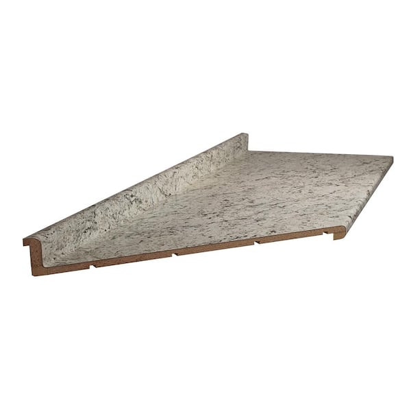 Hampton Bay 10 ft. Left Miter Laminate Countertop in Textured White Ice Granite with Bullnose Edge and Integrated Backsplash