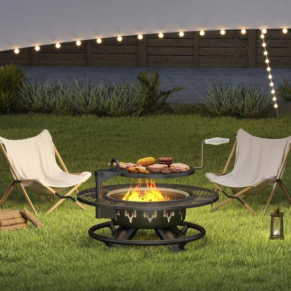 Bestier 47 in. Wood Burning Fire Pit Outdoor Backyard Patio Fire