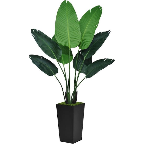 5 ft. Artificial Palm Tree in Black Tall Planter Z0CF9KQ4YF - The Home ...