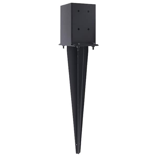 Carbon Steel Black Powder-Coated Sturdy Fence Post Anchor Ground Spike for Deck Railing Mailbox (2-Pack)