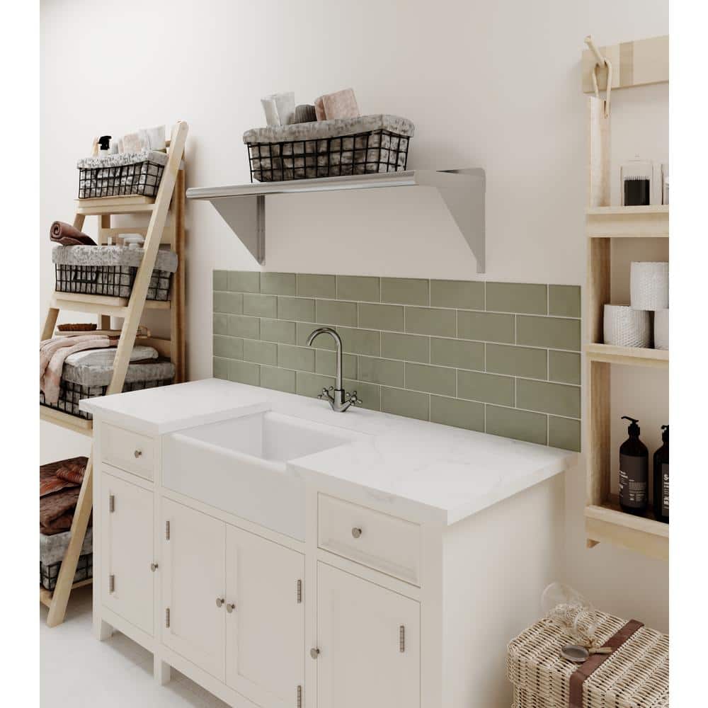 36'' Stainless Steel Wall Shelf with Brackets and Backsplash