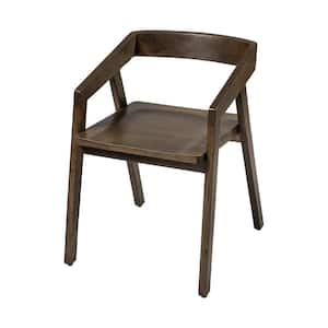 Brown Wood Open Back Arm Chair (Set Of 2)