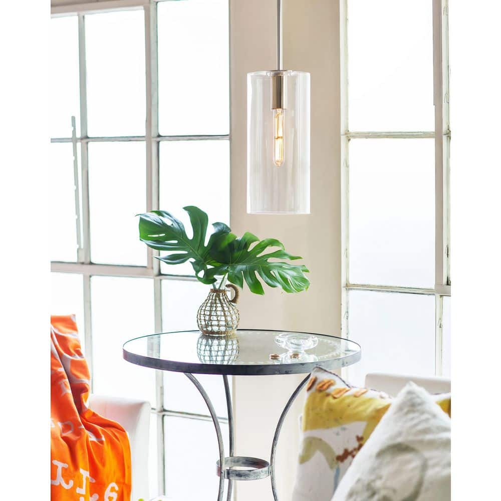 Lark Lane Polished Nickel 1-Light Clear Glass Pendant