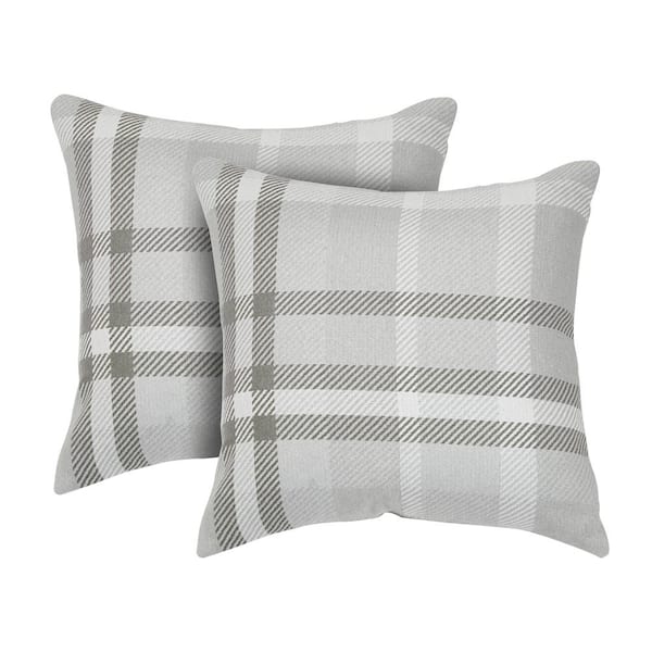 Astella Tartan Hemp Square Outdoor Accent Throw Pillow (Set of 2)