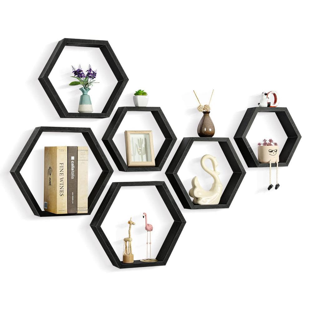 14.8 in. W x 3.12 in. D Black Farmhouse Honeycomb Display Hexagonal Decorat
