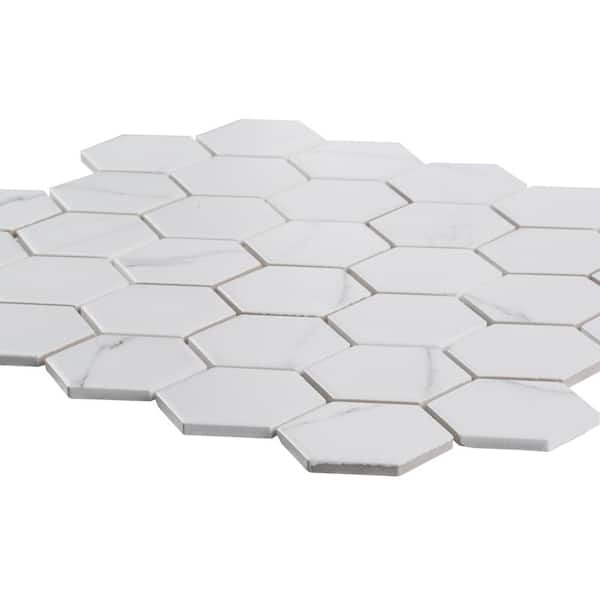 Jeffrey Court - Whisper Valley White 11 in. x 12.625 in. Hexagon Matte Porcelain Wall and Floor Mosaic Tile (0.964 sq. ft./Each)