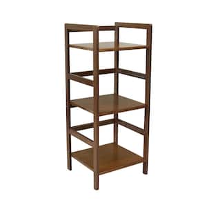 34 in. Caramel Bamboo Wood 3-Shelf Etagere Stackable Bookcase Tower