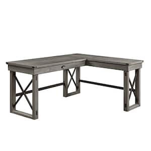 55 in. L-Shaped Weathered Gray Writing Desk