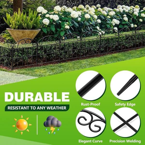 24 Packs Decorative Garden Fence 24.8ft (L) X 15.9in (H) Garden Fencing Panels Small Rustproof Animal Barrier Fence Border For Yard Patio