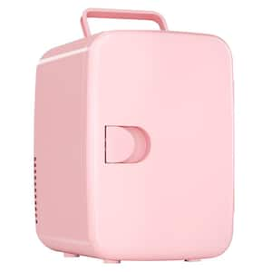 7 in. 0.14 cu. ft. Mini Refrigerator in Pink, Portable Cooler and Warmer, for Skin Care, Cosmetics, Beverage, 4L