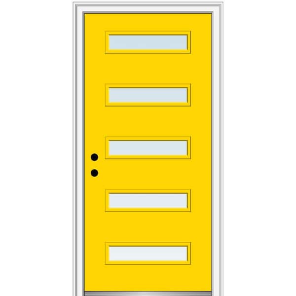 36 in. x 80 in. Davina Low-E Right-Hand Inswing 5-Lite Clear Modern Painted Fiberglass Smooth Prehung Front Door