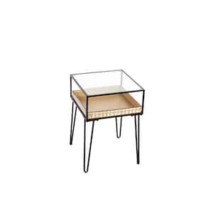 Gold Square Metal and Glass Outdoor Side Table
