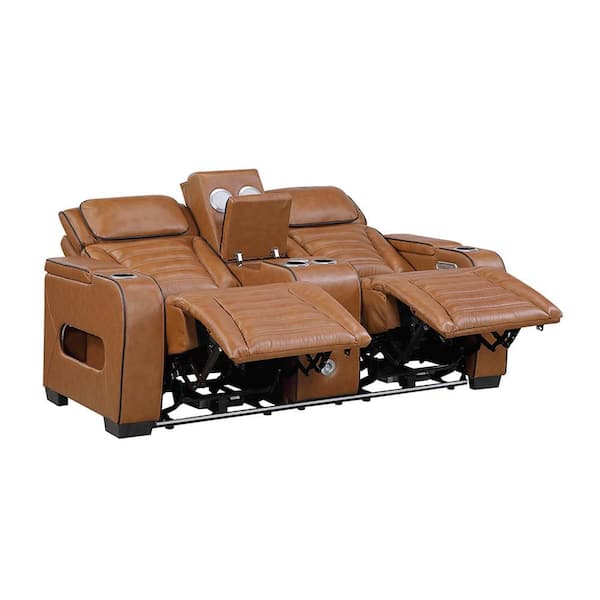Lazzara Bedos 73 in. W Brown Top Grain Leather 2-Seater Power