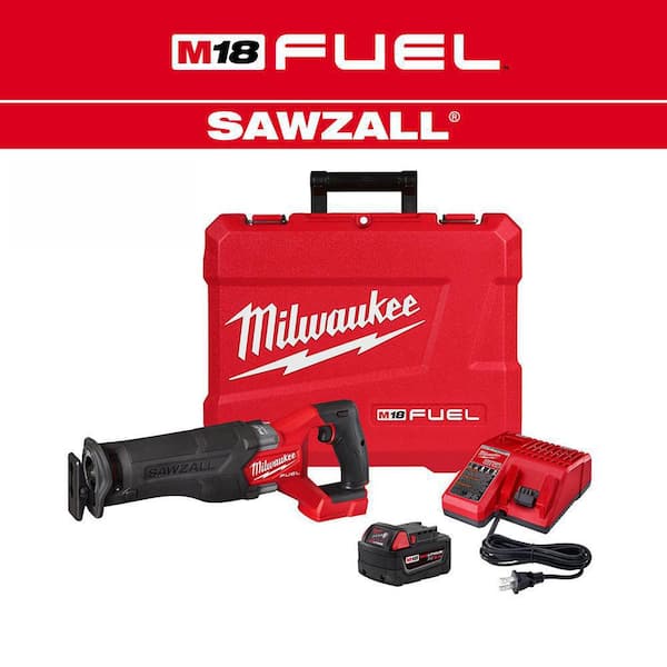 M18 FUEL18V Lithium-Ion Brushless Cordless SAWZALL Reciprocating Saw with PACKOUT Tool-Box, (1) 5.0 Battery, and Charger