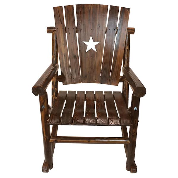 Leigh Country Char Log Patio Rocking Chair With Star Tx 93605 The Home Depot Leigh Country Char Log Patio Rocking, Texas Star Outdoor Patio Furniture