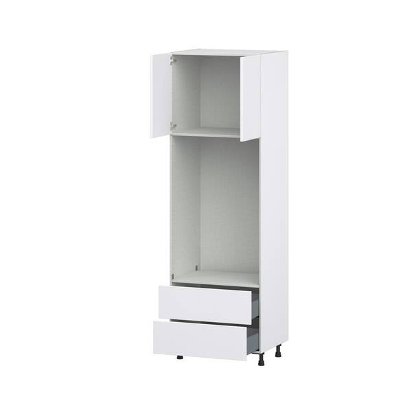 J COLLECTION Fairhope Bright White Slab Assembled Pantry Micro/Oven Kitchen Cabinet (30 in. W x 89.5 in. H x 24 in. D)