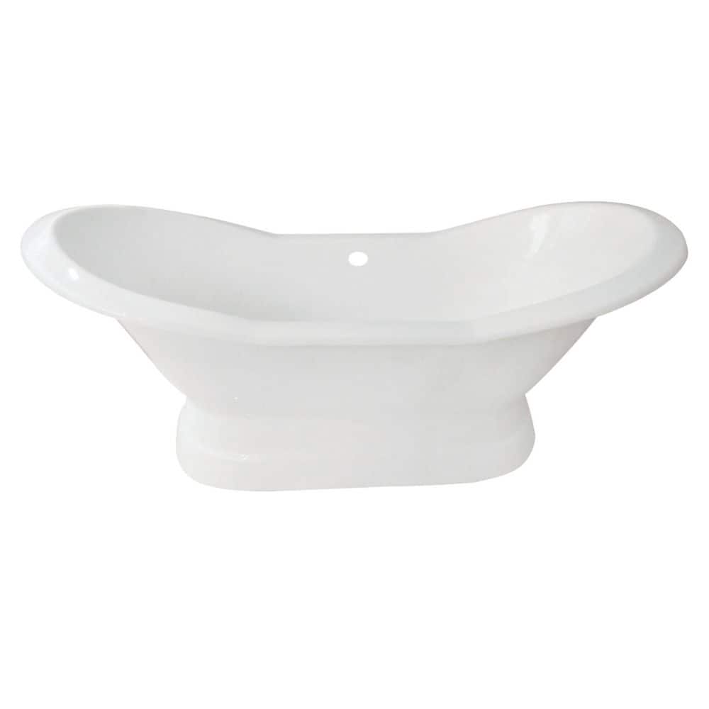 Aqua Eden 72.1 in. x 30.9 in. Cast Iron Oval Double Slipper Soaking Pedestal Bathtub Center Drain in White price history on PriceWatchPro