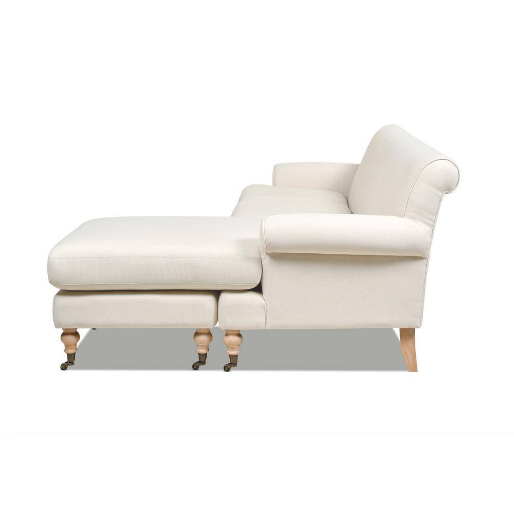 Alana 88" Light Beige Linen Reversible L-Shape Sectional Sofa