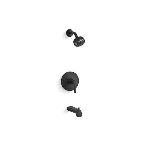 KOHLER Pitch 1-Handle Tub and Shower Trim in Matte Black (Valve Not Included)