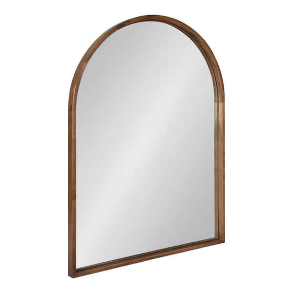 Kate and Laurel 31.50 in. H x 23.50 in. W Valenti Farmhouse Arch Framed Rustic Brown Accent Wall Mirror