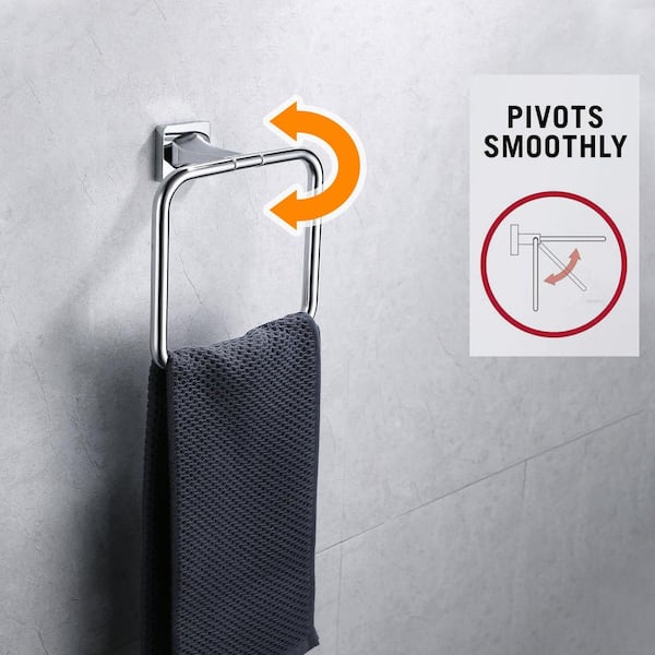 Bath Wall Mounted Towel Ring Hand Towel Holder in Polished Chrome