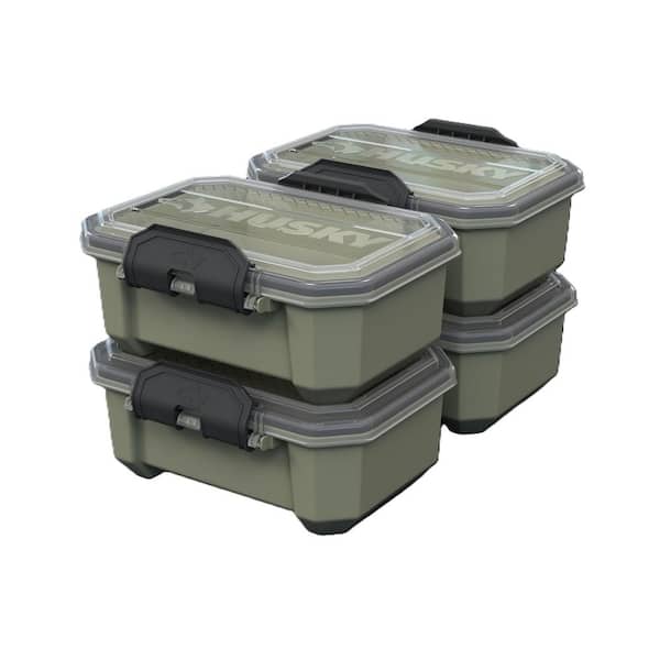 0.8 Gal. Professional Duty Waterproof Storage Container with Hinged Lid in Army Green (4-Pack)