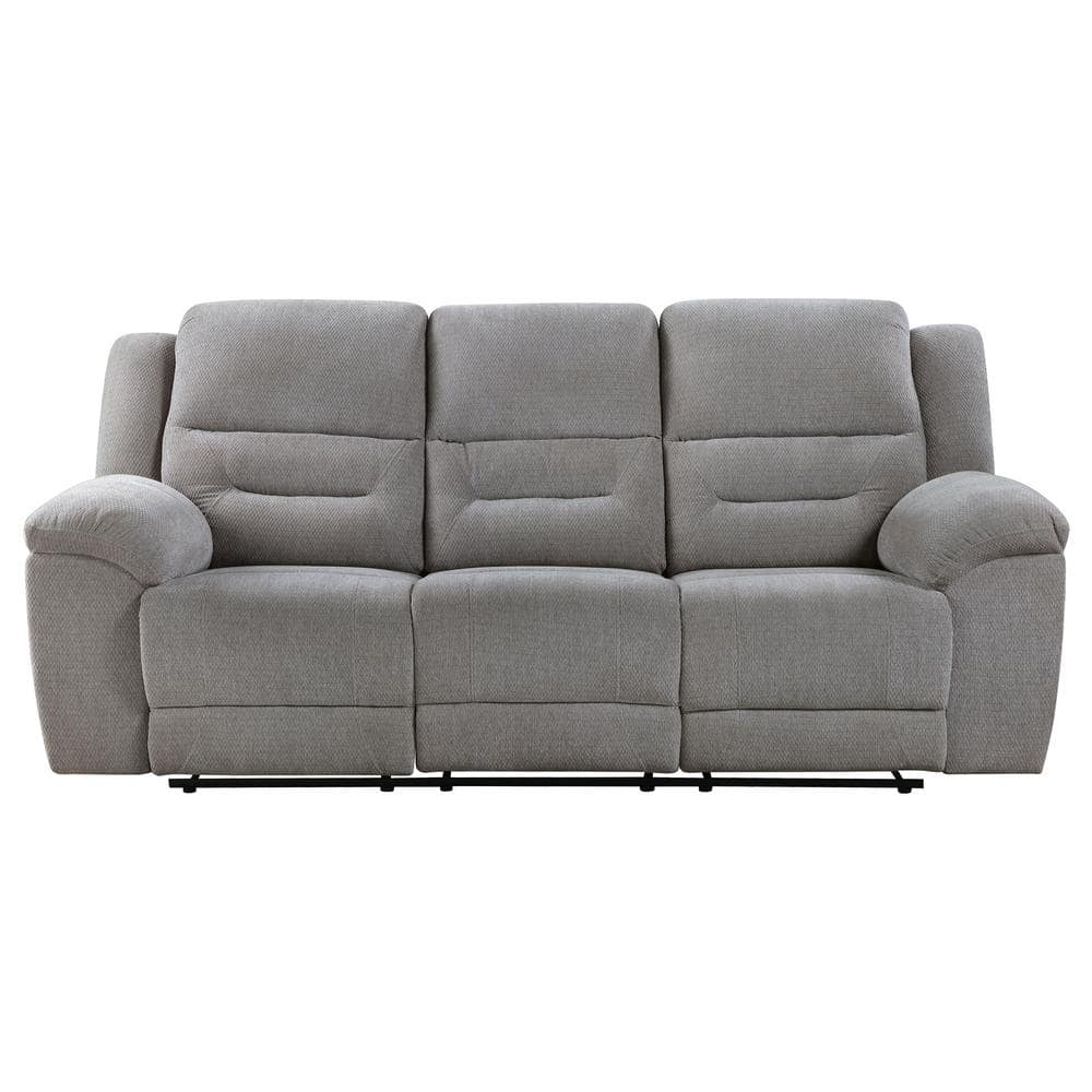 Gilson Gray Chenille Fabric Manual Reclining Sofa with Pillow-Top Arms