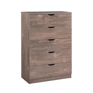 30.75 in. x 15.50 in. x 44.00 in. Brown Modern 5-Drawer Clothes Outdoor Storage Cabinet