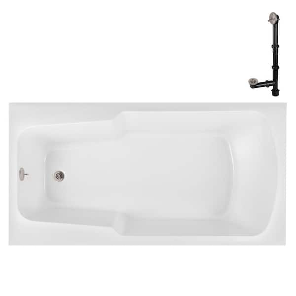 Streamline N-4180-721-BNK 60 in. x 32 in. Rectangular Acrylic Soaking Drop-In Bathtub, with Reversible Drain in Brushed Nickel