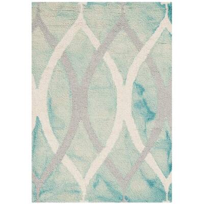 Safavieh Dip Dye Collection DDY534Q Handmade Modern Premium Wool Area Rug Green Ivory Grey 5' x 5' Square Safavieh Dip Dye Collection DDY534Q Handmade Modern Premium Wool Area Rug Green Ivory Grey 5' x 5' Square