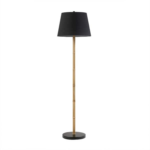 MARTHA STEWART Nassau 60 in. Black/Natural Standard Floor Lamp