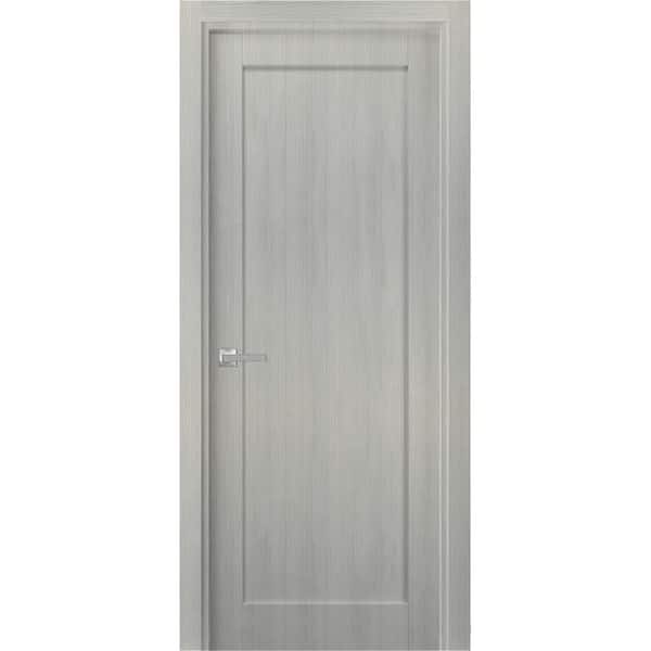 Sartodoors 32 in. x 84 in. 1-Panel Gray Ash Finished MDF Sliding Door with Hardware