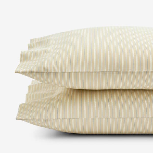 The Company Store Company Cotton Mariel Stripes Gold Cotton Percale Standard Pillowcase (Set of 2)