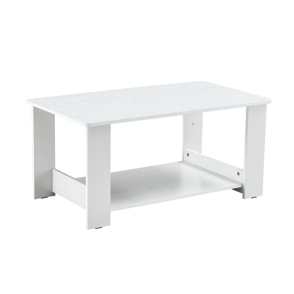 Modern 35.4 in. White Rectangle Wood Coffee Table