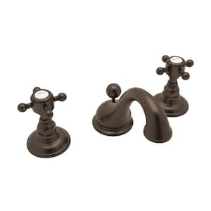 Viaggio 8 in. Widespread Double-Handle Bathroom Faucet with Drain Kit Included in Brushed Brass