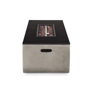 Adio 16 in. x 20 in. Rectangular Concrete Propane Fire Pit in Light Grey with Tank Holder