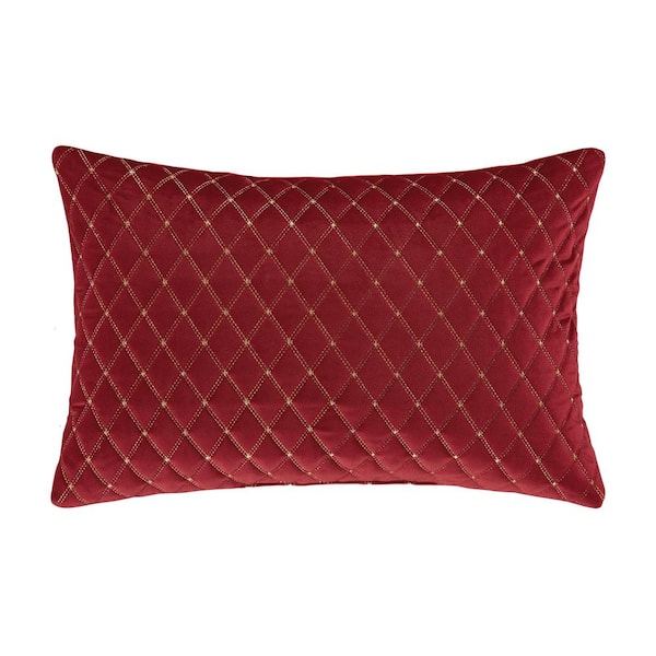 Unbranded Gabriel Crimson Polyester Quilted Boudoir Decorative 14 in. x 21 in. Throw Pillow