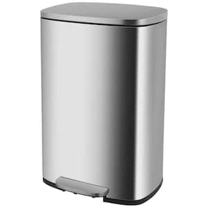 13 Gal. Rectangular Foot Pedal Operated Soft Close Stainless Steel Trash Can