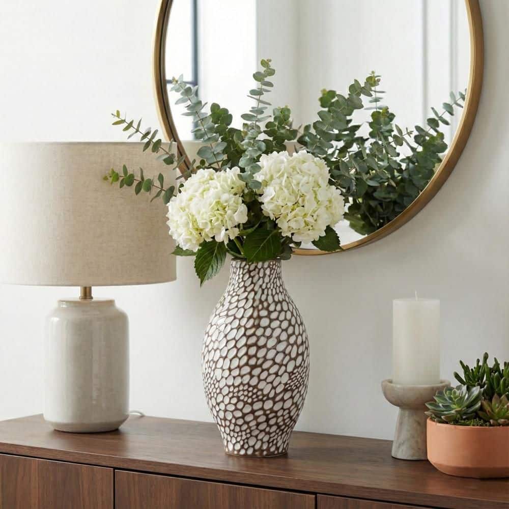 14 in. Brown/White Ceramic Urn Decoratie Vase price history on PriceWatchPro
