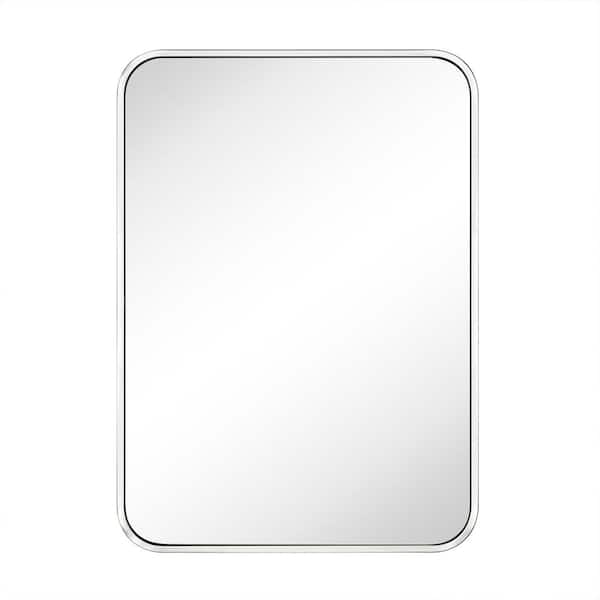20 in. W x 28 in. H Rounded Rectangle Stainless Steel Anti-Rust Tube Metal Frame Bathroom Wall Mirror in Chrome